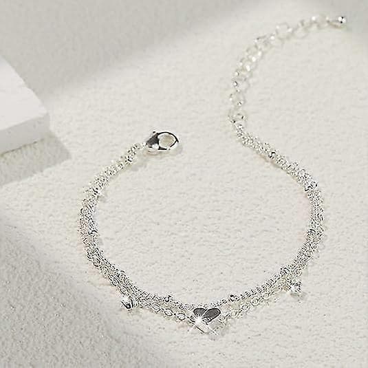 Hopea Anklet-Rannekkeet, 925 Hopeapinnoitettu Charm Dainty Layer Anklets Naisille Trendikäs