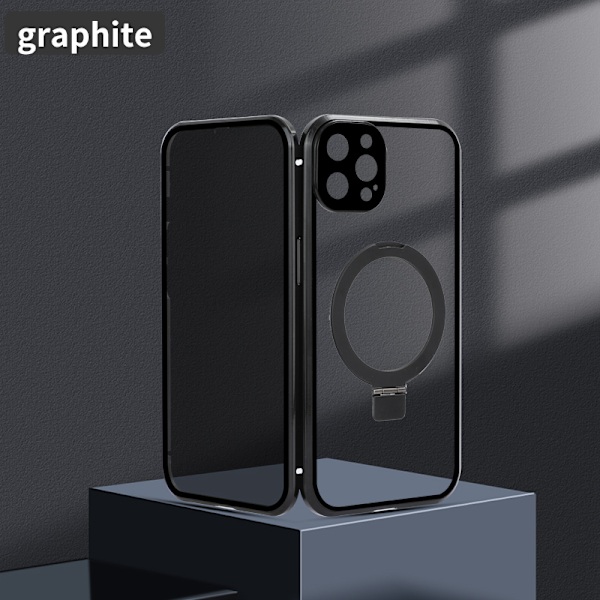 Privacy Magnetisk Cover med stativ til iPhone 15 Svart Sort