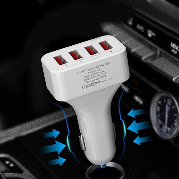 Autolaturi 4 USB-porttinen (valkoinen k2)