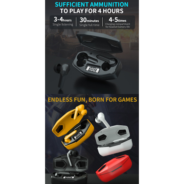 Nya Trådlösa Bluetooth Gaming Headset i Privat Läge (Röd),