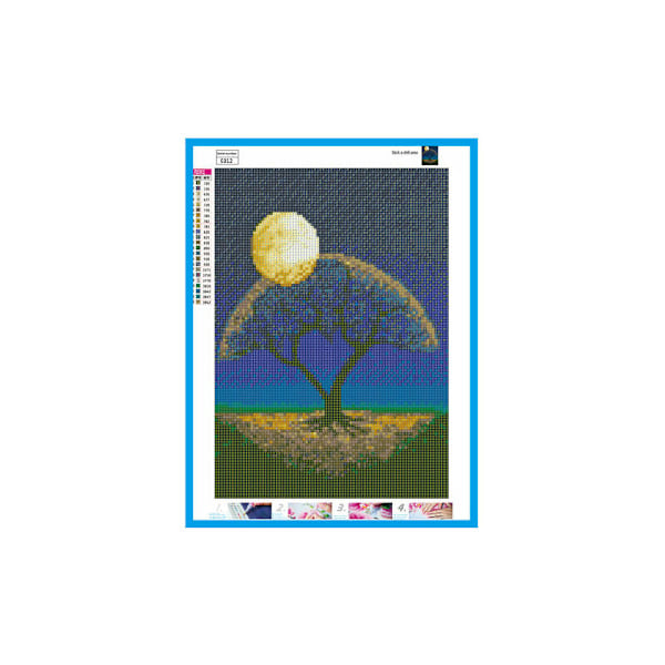 Månelandskab træ DIY fuld diamant stue dekorativt maleri 30*40CM