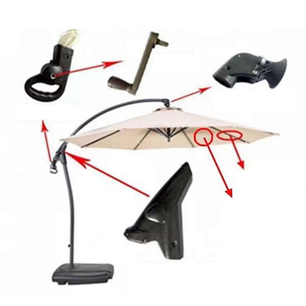 Paraplytilbehør til terrasse balkon dæk HY Model håndsving sæt Crank handle set