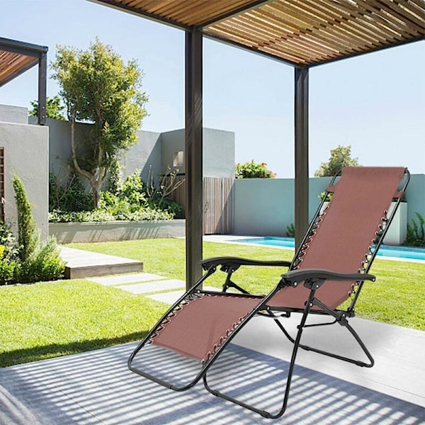 Teslin Fällbar Mesh Solstol Fällbar Lunchrast Strandstol Tyg Tillbehör Brun Mesh Längd Ca. 160 cm Bredd Ca. 43 cm