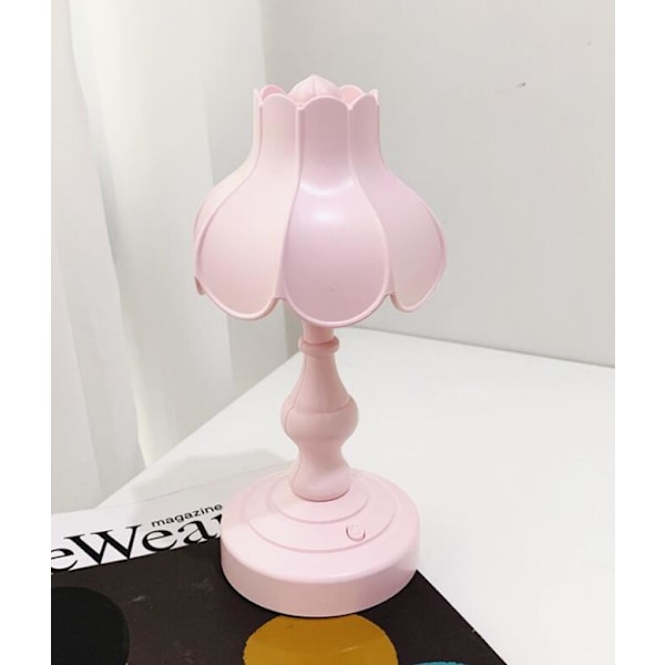 Retro rosa lotusblads nattlampa studentrum skrivbord blomma bordslampa tre hastigheter justerbar sovrum LED liten bordslampa,