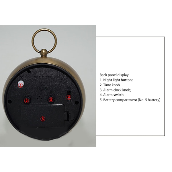 Kreativ retro enkel väckarklocka för barn, kopparfärg, 11*7.5*15cm,