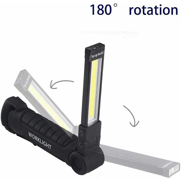 USB Genopladelig Lommelygte LED Arbejdslampe Bærbar Magnetisk COB Hængekrog til Udendørs Camping Reparationslampe (2 STK Små)