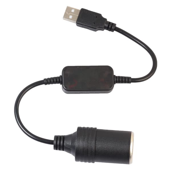 USB til Cigarettænder Hun Strømadapter Kabel Sort 5V til 12V
