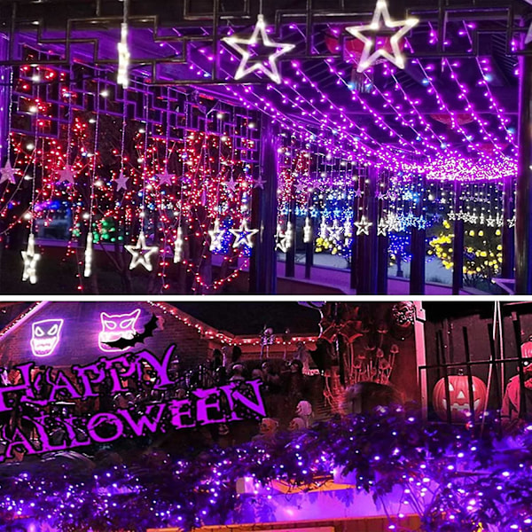 LED Gypsophila Party -valot 10 metriä 100 valoa jatkopistokkeella (violetti)