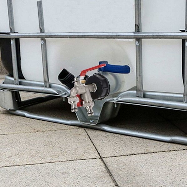 Dobbelt tankadapter. S60 X 6 til messing hahane. Udgangsdiameter 1/2\". Indgangsdiameter 60 mm. Hurtig tilslutning til tankadapter.