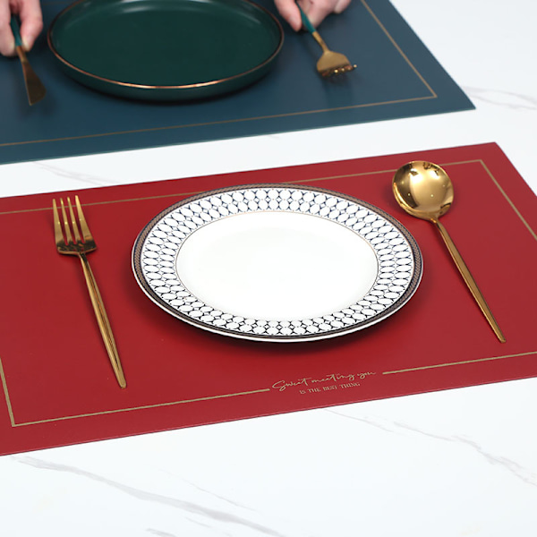 3 Stycken Fyrkantiga Läder Placemats för Hem, Hotell Restaurang Väst Placemats, Olje- och Värmeisolerande Placemats (Aprikosfyllning),