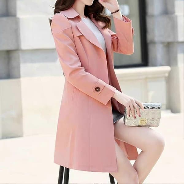 Oversize trenchcoat för damer, enkelknäppt, långärmad, mode
