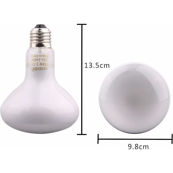 Varmepære - Varme Lampe til Reptiler og Padder, 100W, 2 Pakke, Hvid