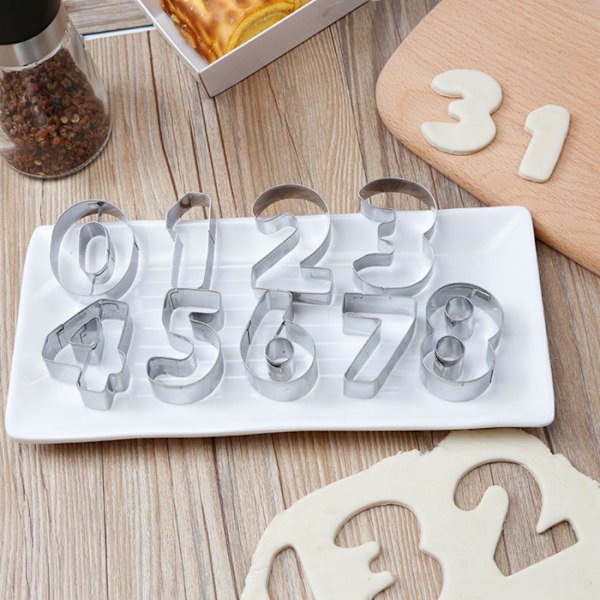 [Siffra 0~9 Set] Bakverktyg, Digital Kakform, Fondant Tårtform, Chokladtryck och Skärform,