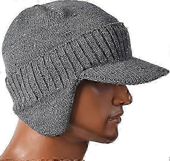 Herrstickad mössa med visir - Vinterkeps för dagligt bruk - Yvan Mörkgrå Dark grey