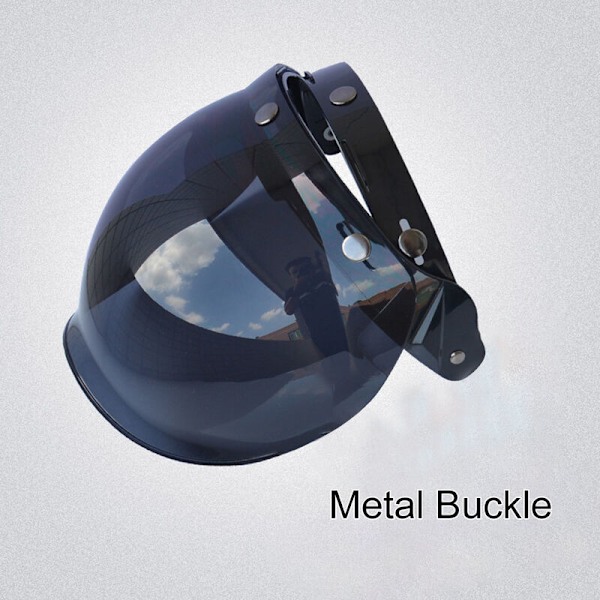 Motorcykel Tre-Knaps Boble Spejl Hjelm Linse, Hjelm Halv Bølge Spejl, Retro, Harley Hjelm (Sølv)