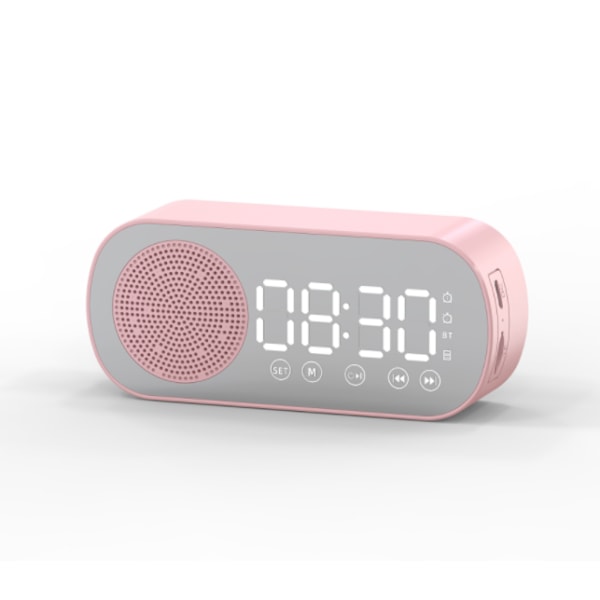 Trådlös Bluetooth-högtalare, Mini Portabel Spegel Väckarklocka Radio Kort Högtalare (Z7 Rosa)