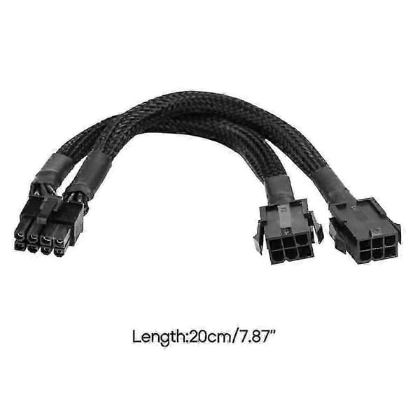 8-bens han til dobbelt 6-bens hun kabeladapter til 8-bens GPU, 20 cm