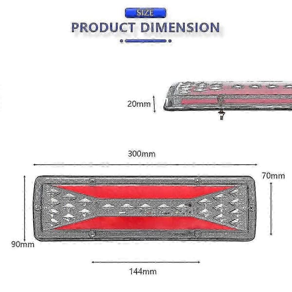 12V LED Baglygte til Trailer Lastbil Varevogn med Bremselys Baklys 2 stk. 2PCS Style E