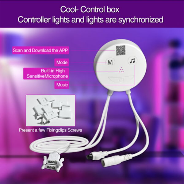 Bluetooth LED-slinga, 20M LED-slinga 360 lysdioder 5050 RGB Vattentät, Styrs via Smartphone-APP, Synkroniseras med Musikrytm/Timerfunktion