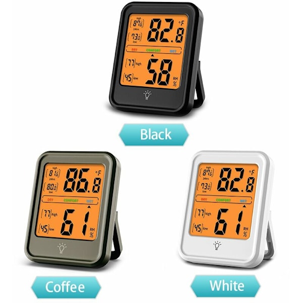 Vit elektronisk termometer och hygrometer