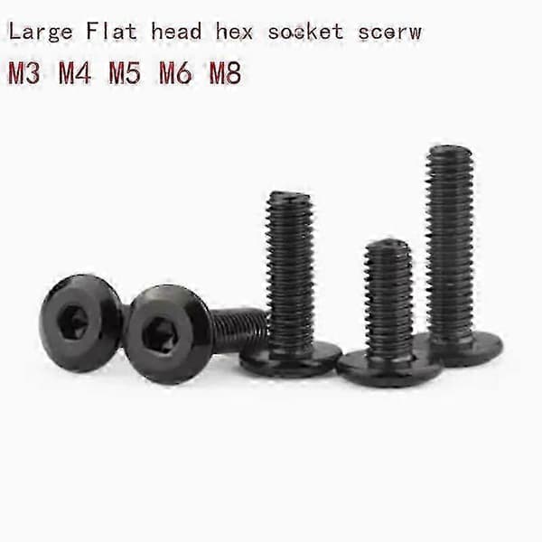 M3 M4 M5 M6 M8 Sorte Hypotenus Fladhovedede Sekskantskruer til Møbler M4 20 STK M4 20PCS