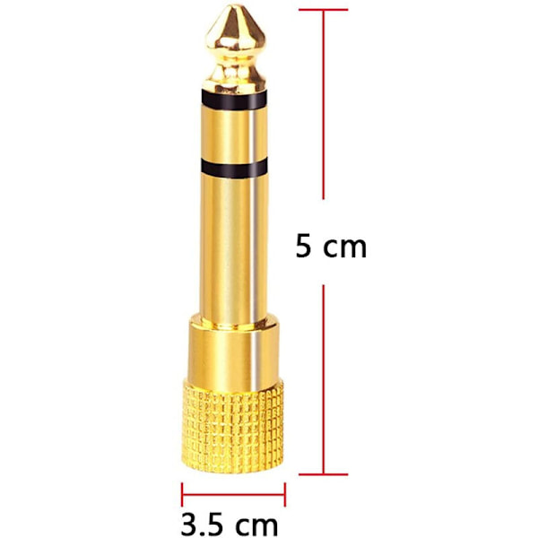 Butt Connector Bi-Directionel Konnektor 65MM Han til 35MM Hun Audio Konverter Guldbelagt Metal Skal + Zinklegering 2 Pakker