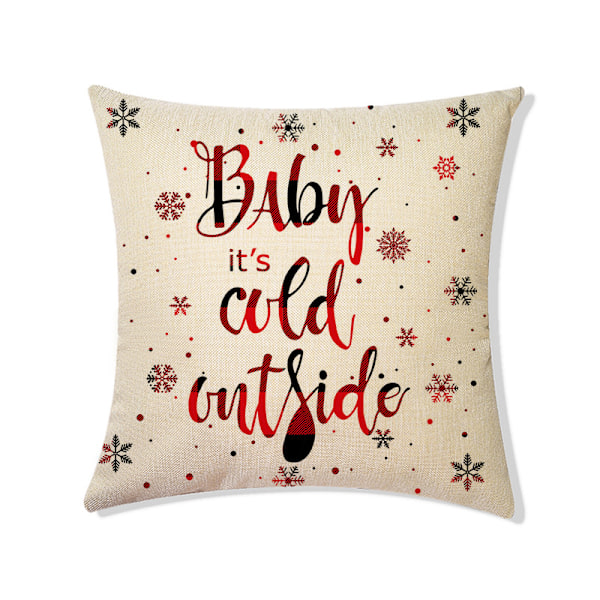 Jul Linne Kuddfodral, Ren Snöflinga Serie, Hem Soffdekoration (4-delars set, 45*45cm, 1+2+3+7 45*45cm),