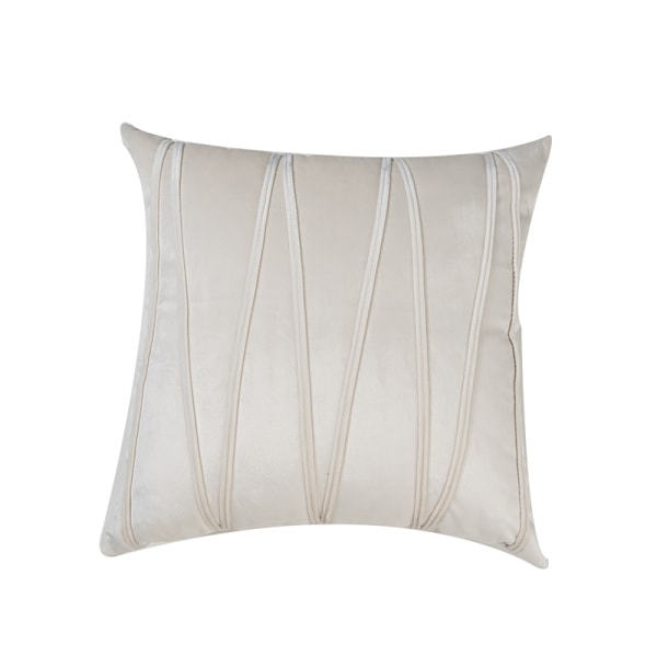 Sammet Randig Präglad Örngott, Tryckrepsrem, Europeisk Stil Sofförngott (Vit, 40 * 40cm),