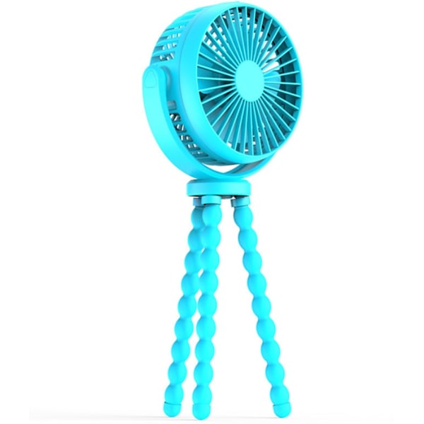 Octopus Kannettava USB-rattaiden pöytätuuletin, ladattava (sininen 5200mAh)