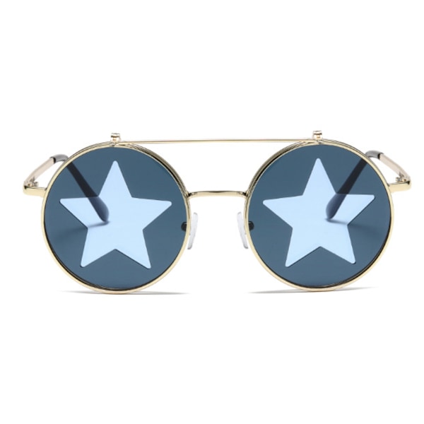 Punk Flip Star Solbriller (Guld Stel Blå Glas)
