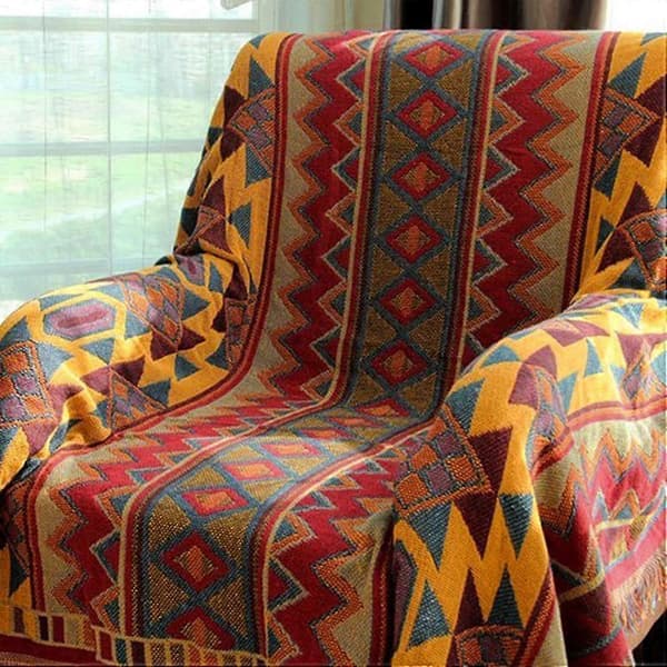 Bohemisk Geometrisk Pläd, Boho Tygbäddsoffa Överdrag för Soffa Säng Stol Vardagsrum, Sovrum (130x180cm, 1#) GuanGuan