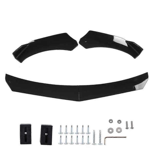 Universal Front Bumper Læbespoiler 4 Dele Blank Sort Aggressiv Dekoration