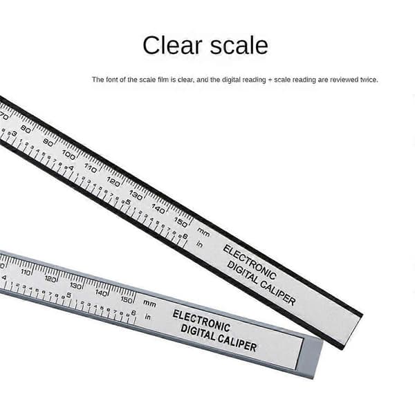 Digital skydelære i rustfrit stål Vernier Mikrometer Elektronisk lineal Måler Sort Black
