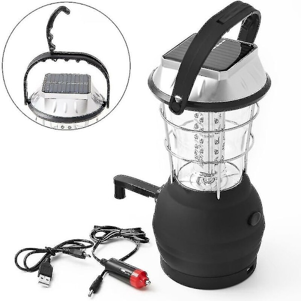 Solarlampa, 36 LED Handvev Dynamo Campinglampa Nödljus