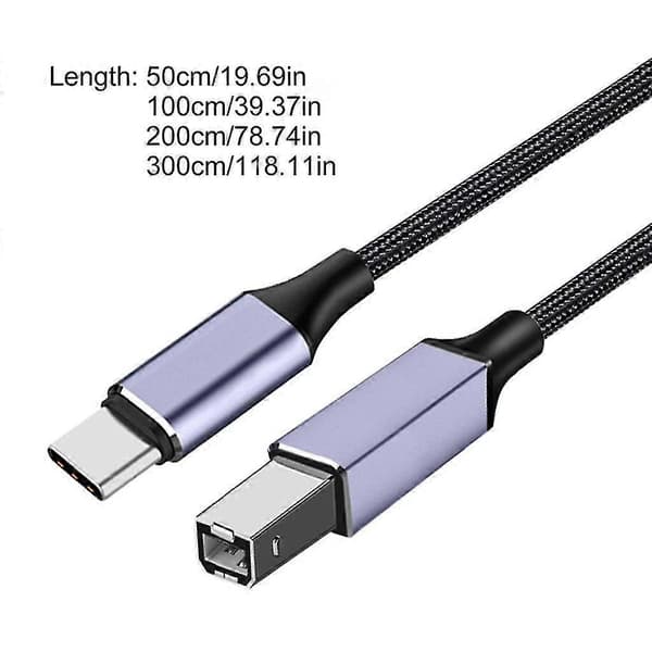 Typ C 2.0 till USB-skannerkabel Höghastighets snabb dataöverföring för skrivarkabel