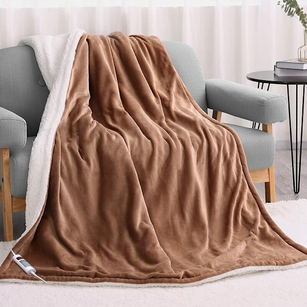 Sähköpeitto automaattisella virrankatkaisulla, 130 x 180 cm, 6 lämpötilatasoa ja 6 tunnin automaattinen virrankatkaisutoiminto, lämmin flanellipeitto kotiin ja toimistoon