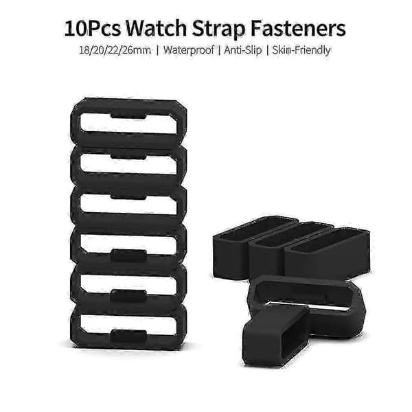 10 st silikonremmar, säkra ringar kompatibla med Garmin klockarmband Black