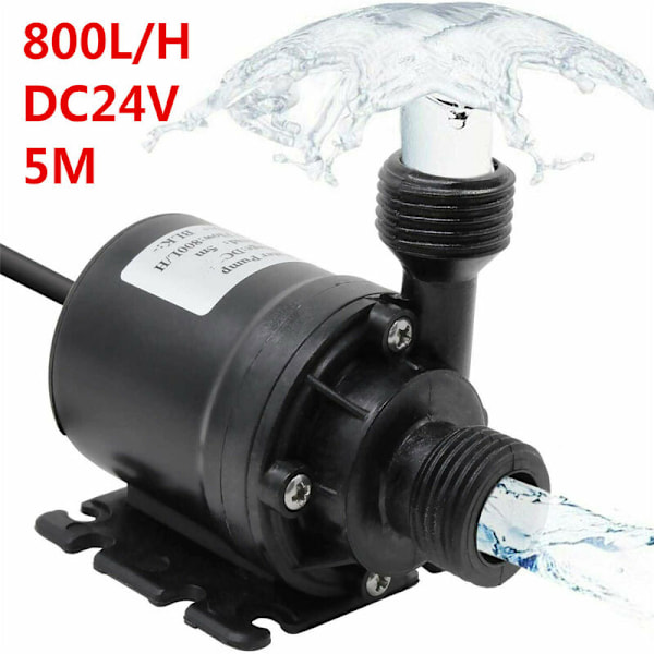 5M IP68 800L/H Børsteløs Motor Varmtvandspumpe Nedsænkbar Cirkulationspumpe Akvarier Vandingspumpe DC 24V