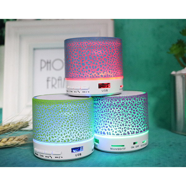 Spricka bluetooth-högtalare, kort mobiltelefon dator mini liten trådlös självlysande högtalare (A9 stor spricka blå),