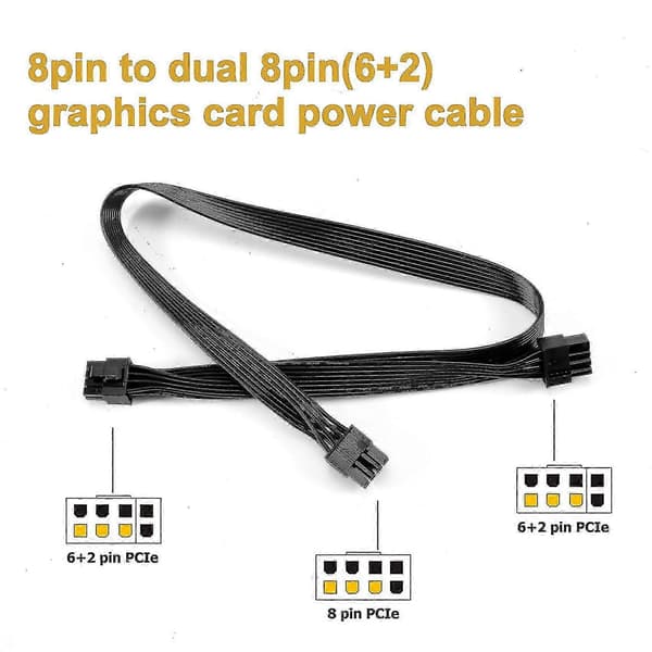 PCIe 8-benet til 2x 8-benet (6+2) adapterkabel til Cooler Master V750 V650 V550 sort black