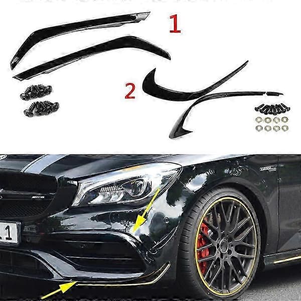 6 stk. Forkofanger Under Splitter Spoiler Canards Luftkniv Til A-klasse W176 A180 A200 A220 A250 A45 2016-2018