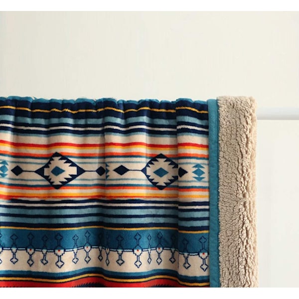 50\" x 60\" Flanell Sherpa Pude - Blødt og Plysset Flanell Boheme Tæppe