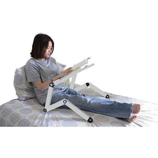 Silvergrått Upphöjt Hopfällbart Laptopbord, 420 Standardventilationshål + Mushållare