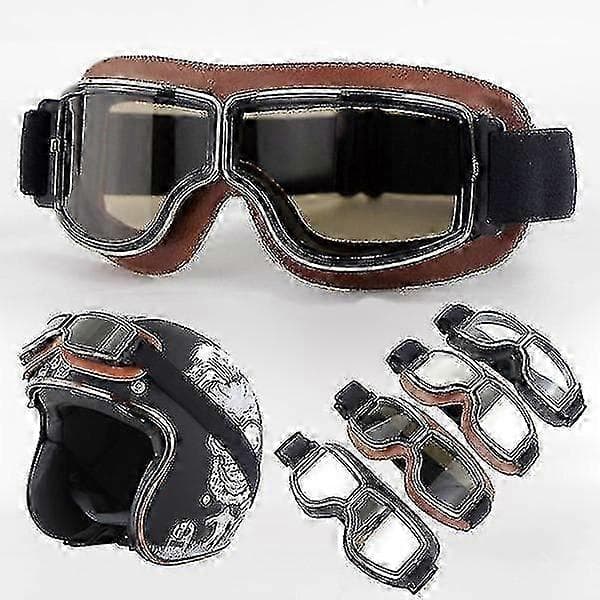 Retro Aviator Motorcykelglasögon Brun-Silver Lins Brown-Silver Len