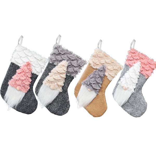 Tomte Julstrumpa Presentpåse Julgransprydnad Set Julhänge (4 Delar)