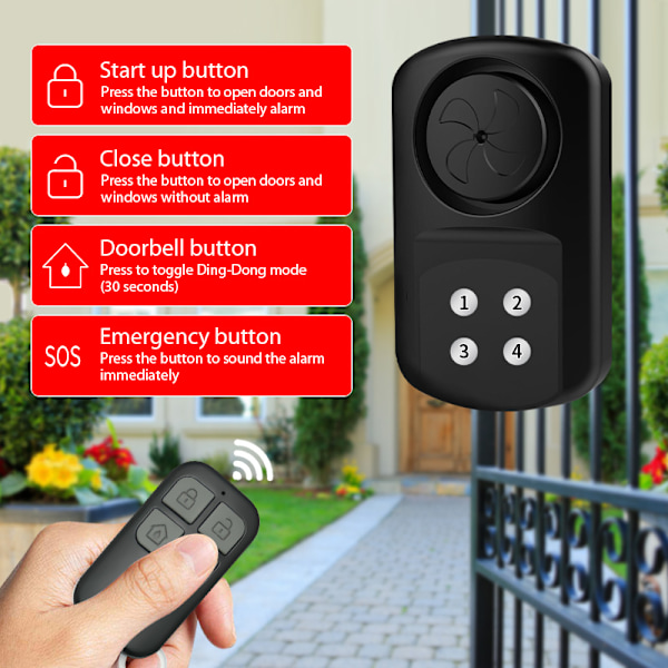 Alarmsensor til døre og vinduer IP67 vandtæt Svart Sort