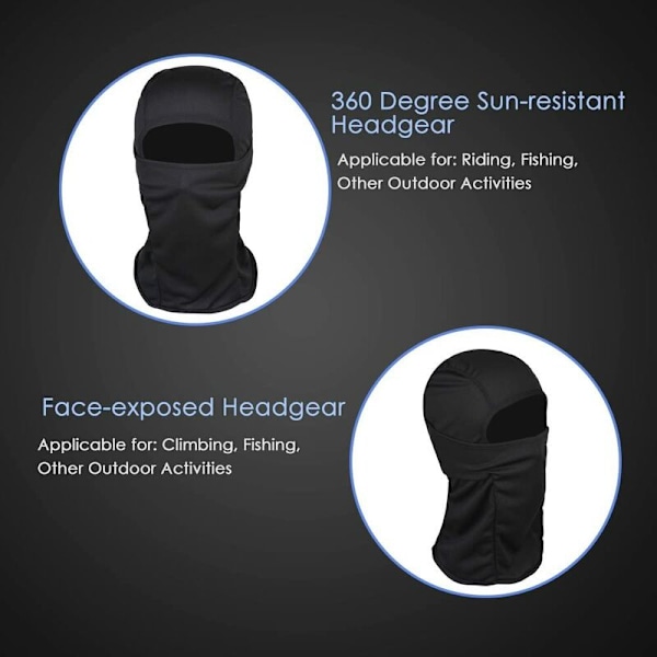 Tuulenpitävä Balaclava Hiihtomaski Moottoripyörämaski Balaclava, Monikäyttöinen Ohut Hengittävä Hiihto Balaclava Naisille ja Miehille (Musta)