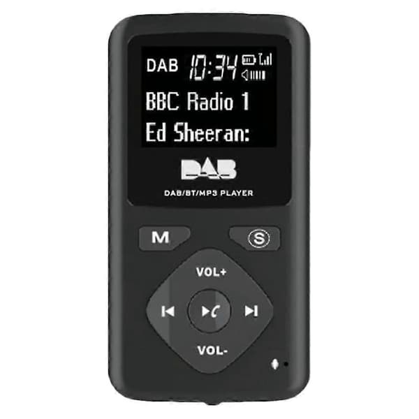 DAB Digitalradio i fickformat med Bluetooth 4.0 och MP3-spelare svart black