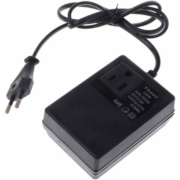 AC 220V - 110V 200W Jännitteenmuunnin EU Virtapistokeadapteri