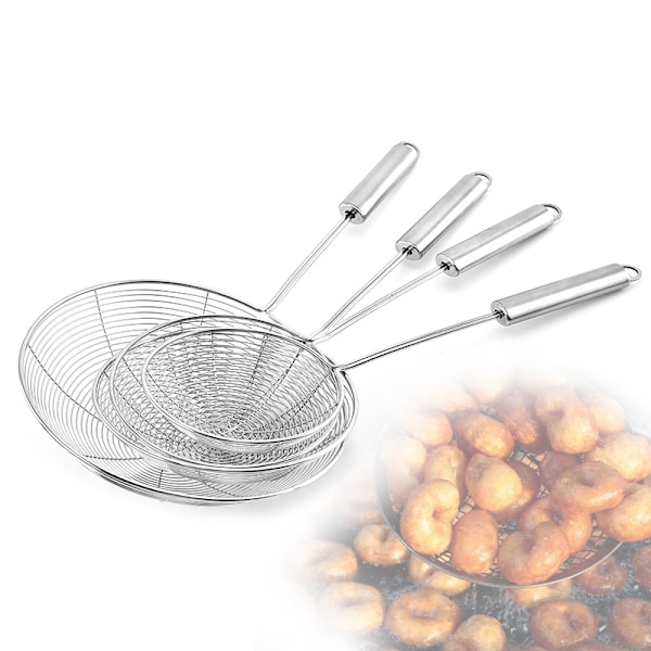 Lækagesikkert net af rustfrit ståltråd, nudelske, stegeske, multifunktionelt filtermaske (14 cm)